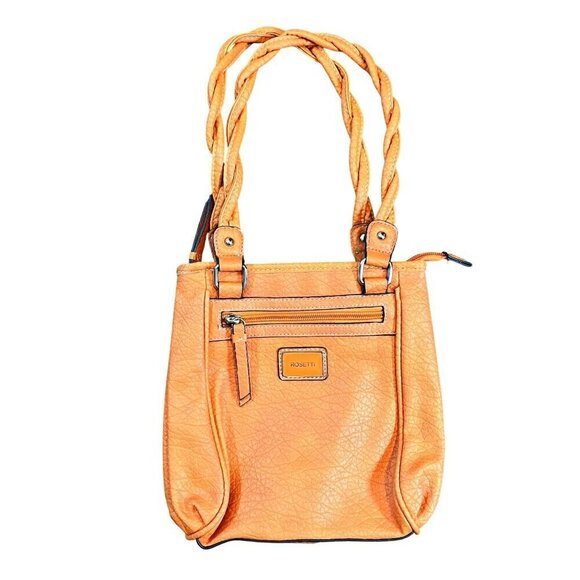 Rosetti Braided Handle Multi-pocket Orange Purse Shoulder Bag - Picture 1 of 10
